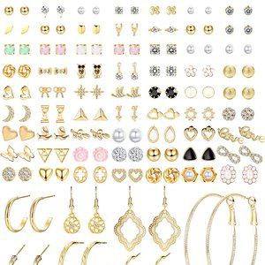 NEW 84 Pairs Assorted Multiple Stud Earrings Hoop Set Dangle Cute Hypoallergenic
